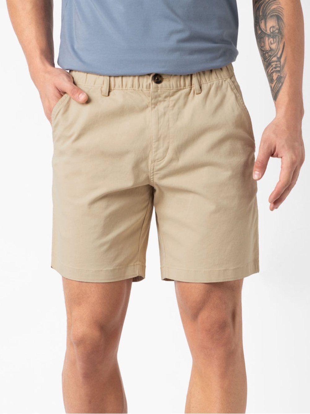 NWT Men's Bearbottom Flat-Front Stretch Shorts in Sand Dune 7” Inseam Size L